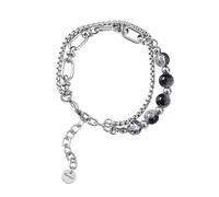 Guaber Gioielli Hip Hop Unisex Link Bracciale Arrugginite Gioielli A Doppio Strato per Perle Feste Perle La Consistenza Giovanile Accessori Giovanile