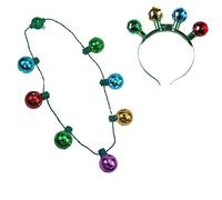 Guaber JingleBells - Fascia per capelli a LED per feste natalizie, 2 pezzi, per feste e adulti, decorazioni natalizie a LED