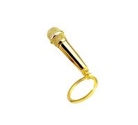 Guaber Portachiavi con microfono simulato in miniatura tascabile per gli amanti della musica elegante accessorio borsa ornamento microfono portachiavi, Oro, Taglia unica