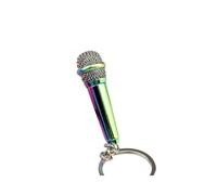 Guaber Portachiavi con microfono simulato in miniatura tascabile per gli amanti della musica elegante accessorio borsa ornamento microfono portachiavi, Colore, Taglia unica