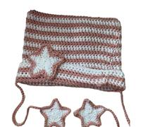 Guaber Ragazza Del Fumetto Gattino Orecchio A Righe Cappello In Maglia Y2K Partito Puntelli Foto Hot Girl Carino Slouchy Lavoro A Maglia Crochet Cappelli