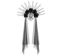 Guaber Serie Scura Fascia Con Velo Per Donna Ragazza Halloween Oggetti Scena Flower Hairhoop Festival Costume Da Ruolo Del Gioco Ruolo Accessorio Floro Crown Banda Per Capelli