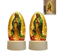 Guadalupe Lampada da preghiera vergine, lampada religiosa alimentata tramite USB, con luce calda, luce notturna a LED, per donne religiose, mamma, decorazione per Madre Maria (giallo, 2 pezzi)
