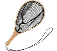 Guadino Per Pesca A Mosca, Rete Da Pesca In Gomma Con Manico Corto In Legno, Cucchiaio Da Pesca Per Rete Da Trota Con Manico In Legno. Adatto Per Pesci In Ruscello All'aperto,