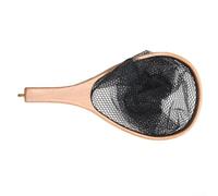 Guadino professionale per pesca a mosca in legno naturale e rete nera per pesci (38 x 18,5 cm)