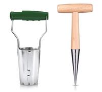 Guador 2 Pack Bulb Planter Set, Flower Bulb Planter Tool with Depth Marker Garden Hand Tool Set Automatic Soil Release for Planting Flowers and Seedlings for Outdoor Garden Planting Pot