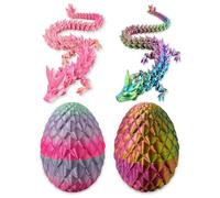 Guador Uovo di drago stampato 3D con dragos, 2 pezzi uovo di drago misterioso nell'uovo, Dragon Egg, figure a sorpresa Easter Drago, decorazione per la casa, Silk Rainbow Color+Silk Candy