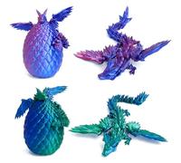 Guador Uovo di drago stampato 3D con dragos alato, 2 pcs uovo di dragos misterioso drago nell'uovo, Dragon Egg, figure a sorpresa Easter Drago, decorazione per la casa,Blu-viola+Blu-verde