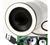 Gua'ge - Luce ad anello macro a LED, 52 mm, luce luminosa per fotografia macro, luminosità 7 W, 3 temperature di colore per obiettivo fotocamera DSLR, con anello adattatore, connettore USB,