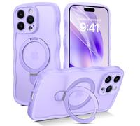 GUAGUA Custodia magnetica per iPhone 15 Pro Max con supporto invisibile [compatibile con MagSafe] [protezione contro le cadute di grado militare] graziosa custodia per telefono ondulata riccia