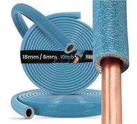 Guaina di Isolamento per Tubi Polietilene 18/6 mm Lunghezza 10m Blu Schiuma Isolante per Tubo PEX Installazione Linee di Acqua Aalda e Fredda Flessibile Elastomerico