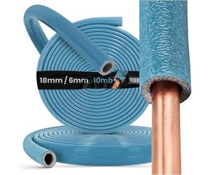 Guaina di Isolamento per Tubi Polietilene 18/6 mm Lunghezza 10m Blu Schiuma Isolante per Tubo PEX Installazione Linee di Acqua Aalda e Fredda Flessibile Elastomerico