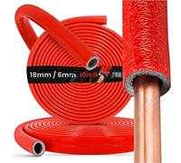 Guaina di Isolamento per Tubi Polietilene 18/6 mm Lunghezza 10m Rosso Schiuma Isolante per Tubo Installazione PEX Linee di Acqua Aalda e Fredda Flessibile Elastomerico