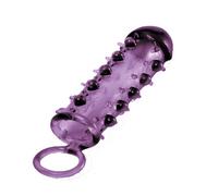 GUAINA FALLICA INDOSSABILE PRESERVATIVO RIUTILIZZABILE CON RILIEVI VIOLA UOMO