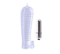 Guaina fallica vibrante indossabile vaginale anale trasparente prolunga per pene