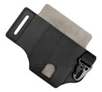 Guaina multiuso in vera pelle nera, organizer per cintura EDC, tasca per torcia esterna, marsupio di sopravvivenza all'aperto con portachiavi, 176 x 130 mm, 71 g per uomo