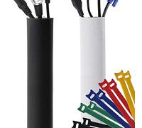 Guaina Nascondi Organizza e Raccogli Cavi, Qualità Premium per Cable Management di Cavi TV a Parete, Scrivania, Computer, Ufficio, Casa - Regolabile DIY in Neoprene, Reversibile Bianco Nero, 305cm