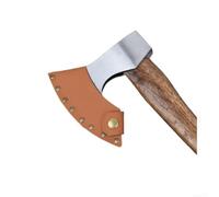 Guaina per ascia in pelle marrone con rinforzo a rivetto per accette da campeggio e asce da battaglia russe con chiusura sicura a bottone, protezione per bordi, dimensioni 8 x 6,5 cm (stile E)