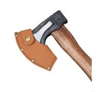 Guaina per ascia in pelle marrone con rinforzo con rivetti per accette da campeggio e asce da battaglia russe con chiusura sicura a bottone, protezione per bordi, dimensioni 8 x 6,5 cm (stile D)