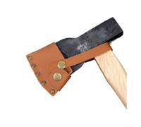 Guaina per ascia in pelle marrone con rinforzo con rivetti per accette da campeggio e asce da battaglia russe con chiusura sicura a bottone, protezione per bordi, dimensioni 8 x 6,5 cm (stile B)