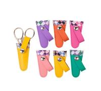 Guaina per forbici in pelle ricamata, 6 pezzi, design a scacchiera, per cucito e artigianato, protezione degli strumenti (rosa)