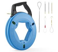 Guaina retrattile 30 m, 4,5 mm, 7 adattatori, aiuto per tubi vuoti, estrattore a spirale in materiale ABS, testa di trazione flessibile girevole a 360°, adatta per il ritiro di tubi, tubi a spirale