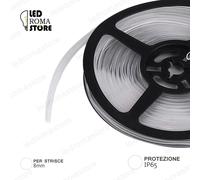 GUAINA SILICONE IP65 8MM ROTOLO 200MT PER RENDERE IMPERMEABILI STRISCE STRIP LED