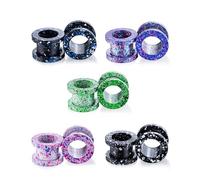 Gualiy 10 Pezzo Dilatatore 16mm, Dilatatori Orecchio Tunnel Acciaio inossidabile Modello Multicolore Cavo Orecchini Uomo Dilatatore, Colorato