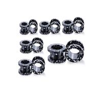 Gualiy 12 Pezzo Dilatatore Orecchio 6-16mm, Tunnel Orecchie Acciaio inossidabile Modello Multicolore Cavo Piercing Orecchio Dilatatore, Nero