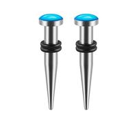 Gualiy 2 Pezzo Dilatatore Lobo 2.5mm, Piercing Orecchio Tunnel Cilindro Piatto con Pietra Dilatatore Orecchio Uomo, Blu