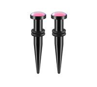 Gualiy 2 Pezzo Dilatatore Lobo 5mm, Dilatatore Tunnel Uomo Cilindro Piatto con Pietra Piercing Orecchio Dilatatori, Rosa