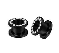 Gualiy 2 Pezzo Dilatatori Lobo 5mm, Tunnel Plug Orecchie Acciaio inossidabile con Cubic Zirconia Orecchino Uomo Dilatatore, Nero