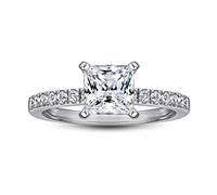 Gualiy Anelli di Argento 925, Anelli di Fidanzamento Donna Princess Cut Zircone Cubica Taglia 10