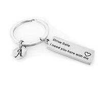 Gualiy Anelli Portachiavi Acciaio Inox, Portachiavi da Donna Drive Safe con Lettera A Portachiavi Argento Lettera A