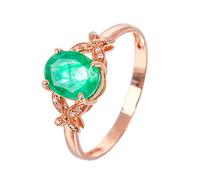 Gualiy Anello Oro Donna 18Kt, Anello Oro Fidanzamento Donna Farfalla Anello con Smeraldo Taglia 16