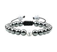 Gualiy Bracciale in Pietra Naturale, Bracciale in Ematite con Pietra da 8 MM Bracciali Uomo Regolabili 17-30CM
