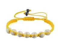 Gualiy Bracciale Perline Donna, Bracciale Intrecciato con Pietra Bianca da 8 MM Braccialetto Uomo Regolabile 19-35CM