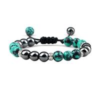 Gualiy Bracciale Pietra, Bracciale in Ematite Turchese da 8 MM Bracciali Uomo Regolabile 17-30CM