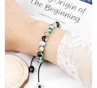 Gualiy Bracciale Pietra Naturale, Bracciale con Perline di Agata da 8 MM Bracciali Uomo Regolabili 17-30CM