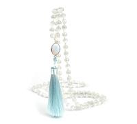 Gualiy Bracciale Pietre Bianco, Bracciale con Pietra Occhio di Gatto da 8 MM e Nappe Bracciali Perline Unisex