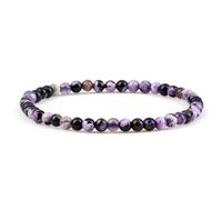 Gualiy Bracciale Pietre Donna, Bracciale in Pietra di Agata da 4 MM Bracciali Uomo Elastico 19CM