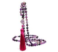 Gualiy Bracciale Pietre Naturali, Bracciale in Agata Viola da 8 MM con Nappe Bracciali Pietra Uomo Donna