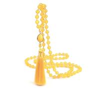 Gualiy Bracciale Pietre Naturali, Bracciale in Pietra Gialla da 8 MM con Nappe Bracciali Perline Unisex