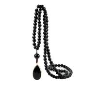 Gualiy Bracciale Pietre Naturali, Bracciale in Pietra Lucida da 6 MM con Ciondolo A Goccia Bracciali Uomo Elastico