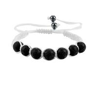 Gualiy Bracciale Pietre Naturali, Bracciale Intrecciato in Pietra Lavica da 8 MM Bracciali Uomo Regolabile 19-35CM