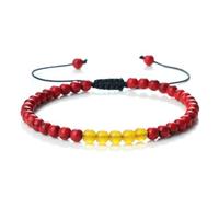 Gualiy Bracciale Pietre Naturali, Bracciale Turchese da 4 MM Bracciali Uomo Regolabile 17-28CM