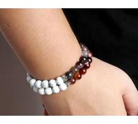Gualiy Bracciale Pietre Unisex, Bracciale in Agata Turchese da 8 MM Bracciali Uomo Regolabile 17-30CM