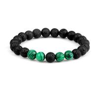 Gualiy Bracciale Pietre Unisex, Bracciale in Malachite e Roccia Lavica da 8 MM Bracciali Uomo Elastico