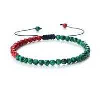 Gualiy Bracciale Uomo Perline, Bracciale Turchese da 4 MM Braccialetto Donna Regolabile 17-28CM
