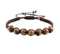 Gualiy Braccialetto in Pietra, Bracciale Intrecciato in Occhio di Tigre da 8 MM Bracciali Perline Unisex 19-35CM